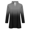 thumbnail image 2 of Scyoekwg Womens 3/4 Sleeve T Shirts V Neck Three-quarter Sleeve Tshirts Lightweight Gradient Color Graphic Tee Comfy Blouse (Gray,XXL), 2 of 5