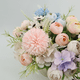 thumbnail image 2 of Combinación de capullos de rosas y hortensias artificiales, ramo de flores con asa pequeña, flores falsas para decoración del hogar, 2 of 5