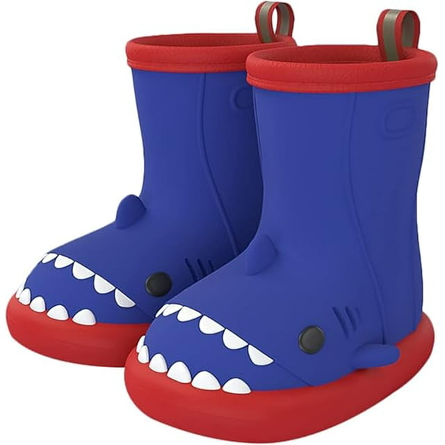 1 par Toddler Regnstövlar Barn Flickor Wellies Söta Mönster Pojkar Wellies EVA Halksäker Vattentät Baby Utomhusskor Red &Blue