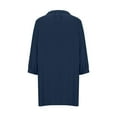 thumbnail image 3 of Linen Long Tops for Women 3/4 Sleeve V Neck Beach Cover Ups Mini Dress with Pockets Loose Pullover Tunics (XL, Navy), 3 of 6