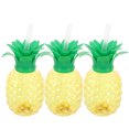 thumbnail image 3 of vasos para bebidas con forma de piña de 500 ml, vasos para fiestas con pajita y luz de color aleatorio., 3 of 7