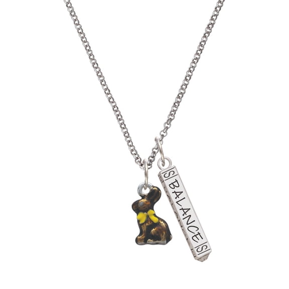 Delight Jewelry Silvertone 3-D Chocolate Bunny Silvertone Balance Bar Charm Necklace, 23"