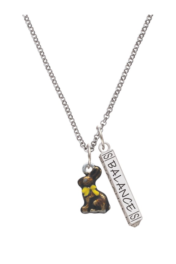 Silvertone 3-D Chocolate Bunny Silvertone Balance Bar Charm Necklace, 23"