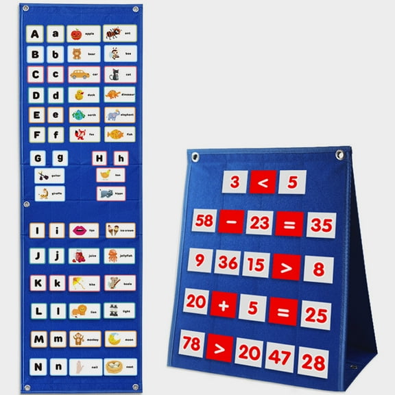 WEUVEB Kids Routine Chart Felt Board Blue 1 Set 42.05X13.36In