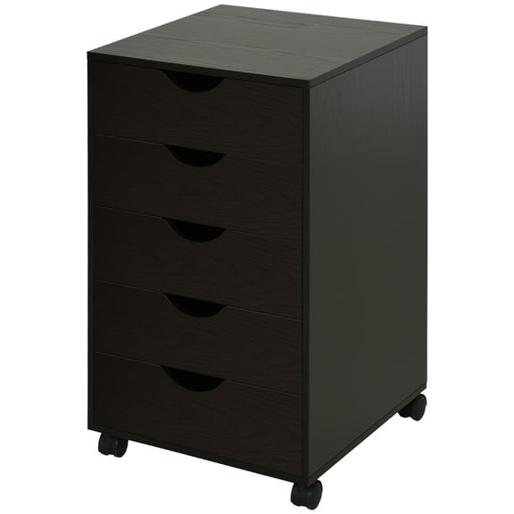 SSyao 5 Drawer Storage Organizer Office Cabinet w/ Nordic Minimal Style,Brown