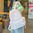 thumbnail image 4 of Solid Color Backpack with Zippered Side Pocket, Aesthetic School Backpack, Lightweight Breathable Bookbag for Middle School College, Pink, 4 of 10