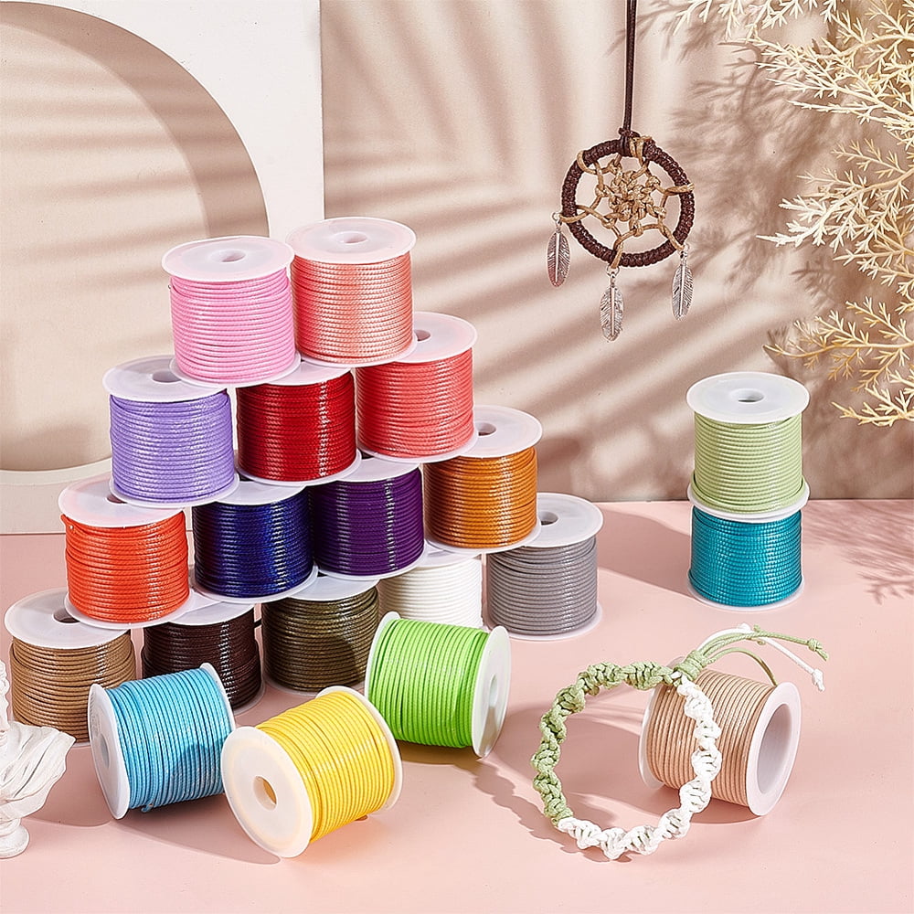 PH 218.7 Yards 1.5mm Waxed Polyester Cord Thread 20 Rolls 20 Colors Beading Thread Cord String for Bracelet Necklace Jewelry DIY