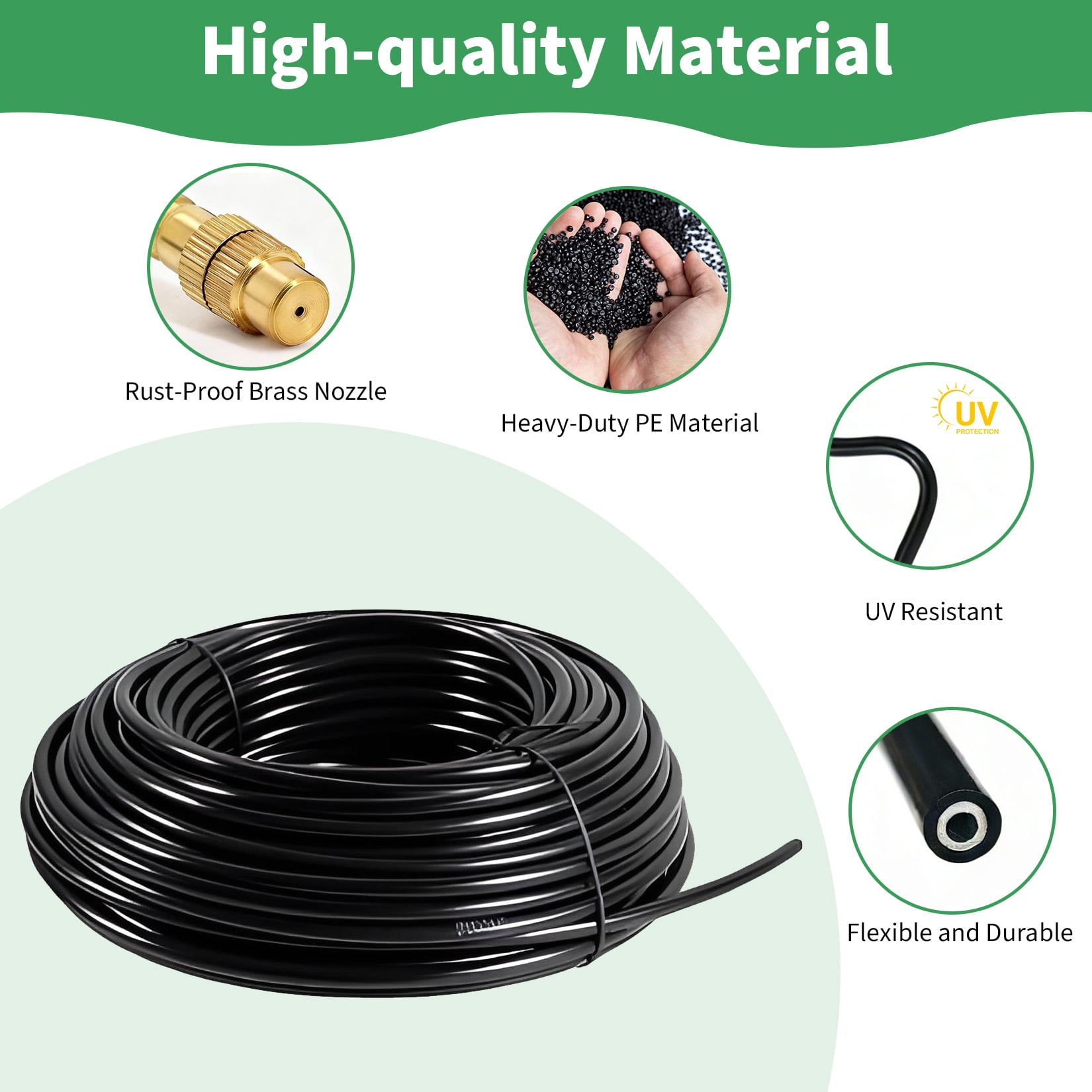 GIMMYFIVE 98FT Drip Irrigation Kit, Automatic Watering System with Adjustable Sprinklers, 1/4" PVC Tubing, DIY for Garden, Lawn, Greenhouse, Raised Beds