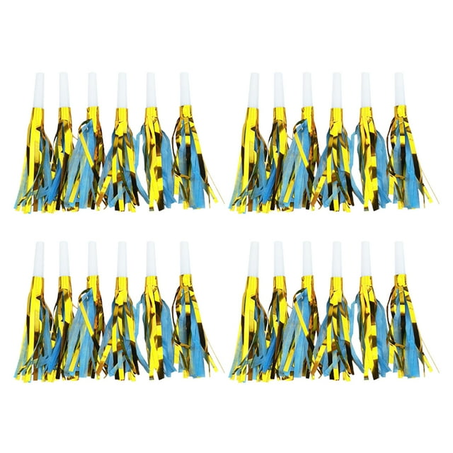 Estrela Glitter Metallic Flecos Ruido Maker Musical Blowouts Silbato con flecos Soplador de fiesta para niños Cumpleaños Baby Shower Suministros para regalos de fiesta de Año Nuevo, Suministros para