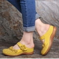 thumbnail image 2 of Anuirheih Wedge Low Heel Slippers Closed Toe Sandals for Women Slip On Wedge Sandals with Arch Support, Summer Casual Sandals(Yellow), 2 of 3