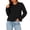 Black, variant on Women's Bow Tie Front Sweater Long Sleeve Crew Neck Knit Pullover Cardigan, L