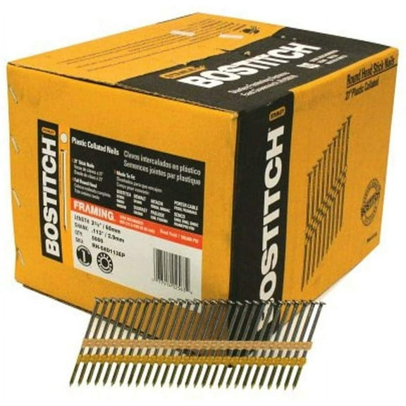 BOSTITCH Framing Nails, Round Head, 2-3/8-Inch x .113-Inch by 21 Degree Plastic Collated, 5,000-Pack RH-S8D113EP