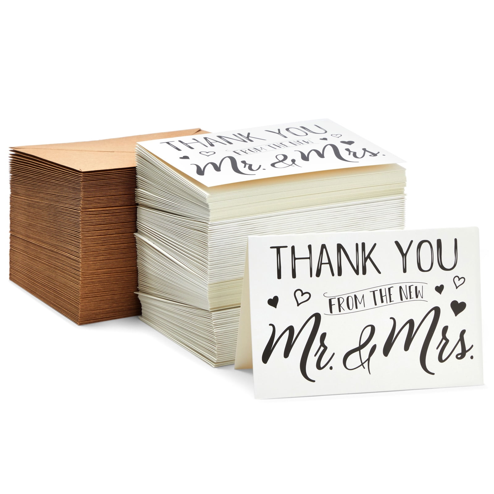 120 Pack Wedding Thank You Greeting Cards with Brown Envelopes (4x6 Inches)