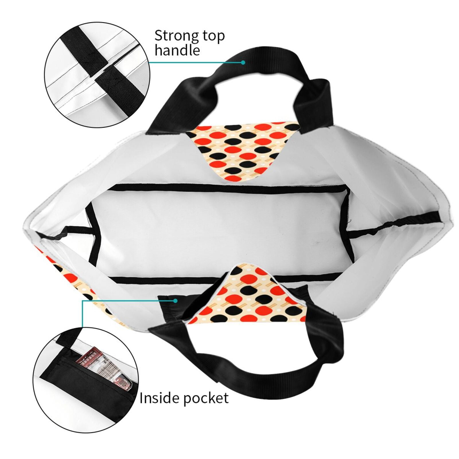 Rateoe Table Tennis Rackets Tote Bag - Waterproof Lightweight Handbags Travel Shoulder Bag for Hiking Yoga Gym Swimming Travel Beach