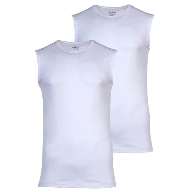 RAGMAN Camisetas Hombre, 2-Pack - Camisa, Algodón, Cuello Redondo, Color Sólido
Blanco L (Large)