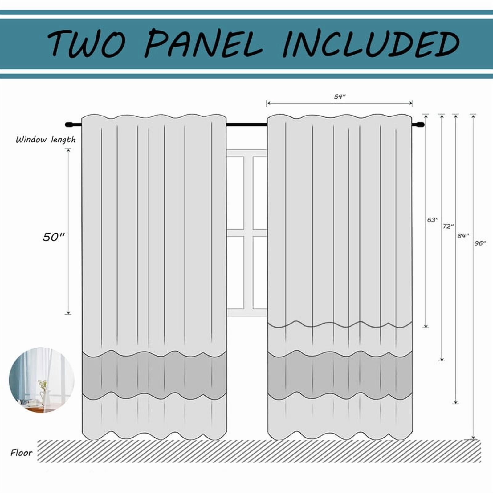 Topfinel Teal Faux Linen Ombre Sheer Curtains,Semi Voile Gradient Rod Pocket Curtains for Bedroom and Living Room, Set of 2 Window Curtain Panels, 54 x 63 Inch Long
