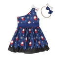 thumbnail image 6 of Odeerbi Toddler Girls Christmas One Shoulder Dresses Cute Tulle Patchwork Irregular Hem Dress Kids Sleeveless Snowflake Print Dress with Headband Set Toddler Girls Clothes, 6 of 9