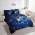 thumbnail image 3 of Feelyou Magic Jungle Wolf Twin Bedding Sets 7-Piece for Couple, Glitter Blue Flower Bedding Comforter Set, Romantic Valentines Day Reversible Sheet Sets, Super Cozy Room Decor, 3 of 8