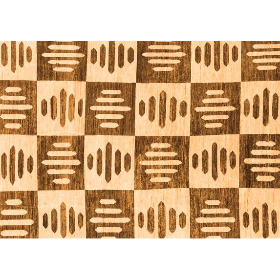 Ahgly Company Indoor Rectangle Oriental Orange Modern Area Rugs, 6' x 9'