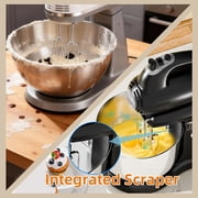 Stand Mixer Automatic Electric Kitchen Mixer - 4.8 QT Smart Standing & Hand Mixer with Auto-Rotating Bowl & Beater, 5-Speed Tilt-Head Household Mixer with Beaters& Dough Hooks for Baking,Black/White