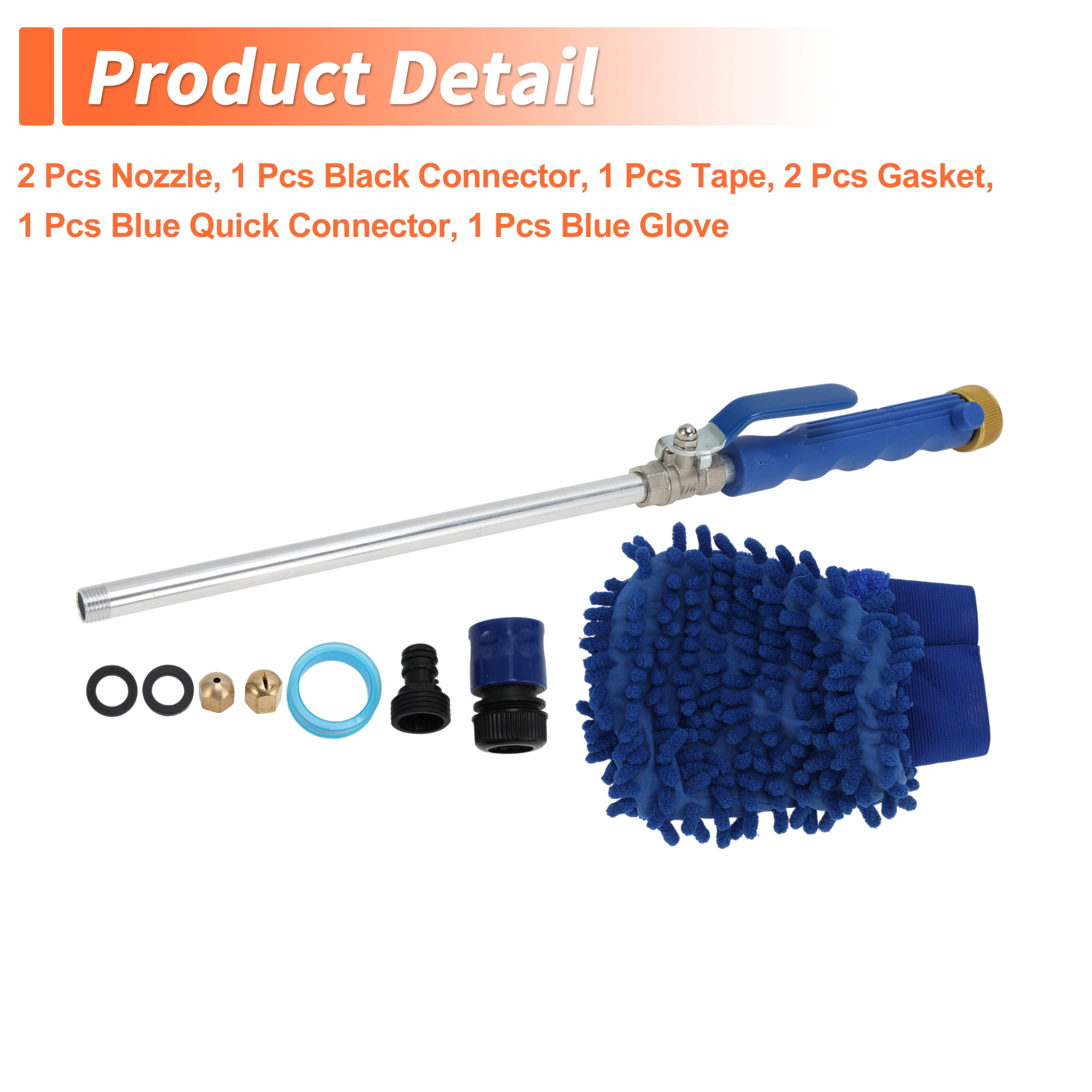 Unique Bargains Heavy Duty Water Hose Nozzle High Pressure Car Garden Hose Nozzle Adjustable Hand Sprayer for Gardening Vehicle Outdoor Washer Pet Showering Blue 1Pc