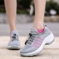 thumbnail image 6 of Women's Knit Slip On Walking Shoes, Lightweight Platform Sneakers with Bungee Laces, 6 of 7
