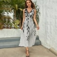 thumbnail image 3 of Grey Country Rustic Leaves Plant Womens Night Club Maxi Dress V Neck Sleeveless Bohemia Long Dresses, 3 of 9
