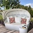 thumbnail image 4 of 17" X 17" Red And White Blown Seam Floral Lumbar Indoor Outdoor Pillow, 4 of 7