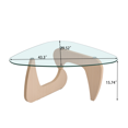 thumbnail image 4 of GZXS Modern Coffee Table with Glass Top, 43.3" Triangle Center Table for Living Room, Clear & Natural, 4 of 6