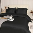 thumbnail image 2 of REGALWOVEN 3Pcs Twin Size Duvet Cover Set Polyester Silky Satin Bedding Set with 2 Pillowcase, Black, 2 of 8