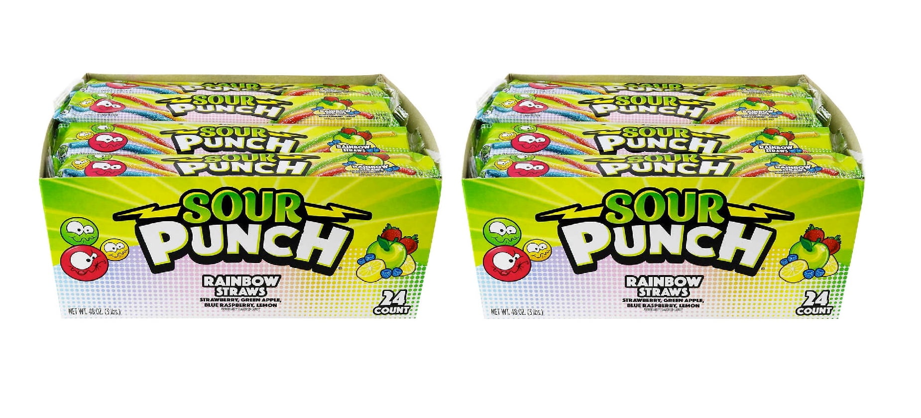 Sour Punch Straws, Rainbow, 2 oz, 24 ct 2PK