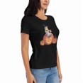 thumbnail image 5 of Women's Halloween T-Shirt Ghost Eating Ice Cream Graphic Cozy Cute Short Sleeve Cotton Tee Halloween Novelty Tee Top, 5 of 8