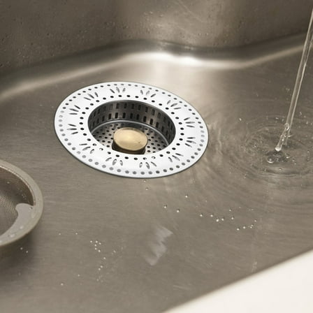 ELAYARD Stainless Steel Sink Stopper with Filter Mesh for Effective Drainage in Kitchen Sinks 3.15 Inches Silver
