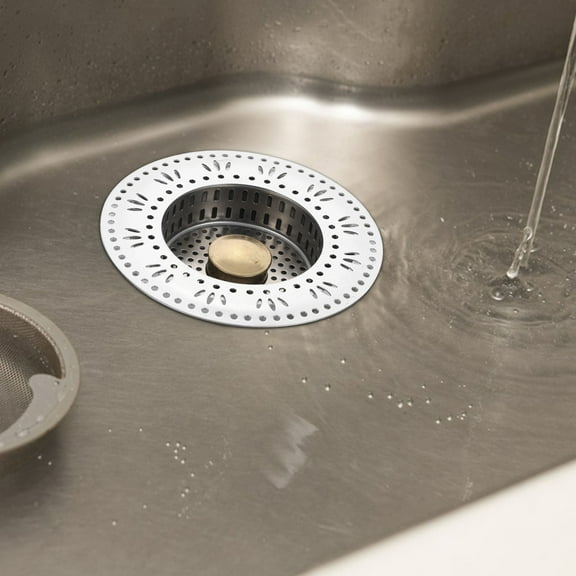 ELAYARD Stainless Steel Sink Stopper with Filter Mesh for Effective Drainage in Kitchen Sinks 3.15 Inches Silver