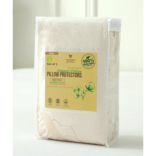 Paquete de 2 protectores de almohada Mattshield Organic Cotton King