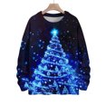 thumbnail image 4 of CaComMARK PI Womens Christmas Sweater Christmas Tree Print Oversized Crewneck Casual Long Sleeve Knitted Tops Pullover Multicolor 10(XL), 4 of 5