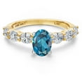 thumbnail image 3 of Gem Stone King 14K Two Tone Gold London Blue Topaz and Lab Grown Diamond Engagement Ring for Women | 1.90 Cttw | Oval 7X5MM | Gemstone November Birthstone | Size 5, 3 of 6