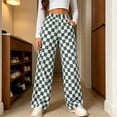 thumbnail image 2 of Njagoc3 Wide Leg Pants for Women | Drawstring Waist Checkered Trousers with Side Pockets | Relaxed Loose Fit for Fall Casual Daily Wear & Vacation Outings，Gray，S, 2 of 6