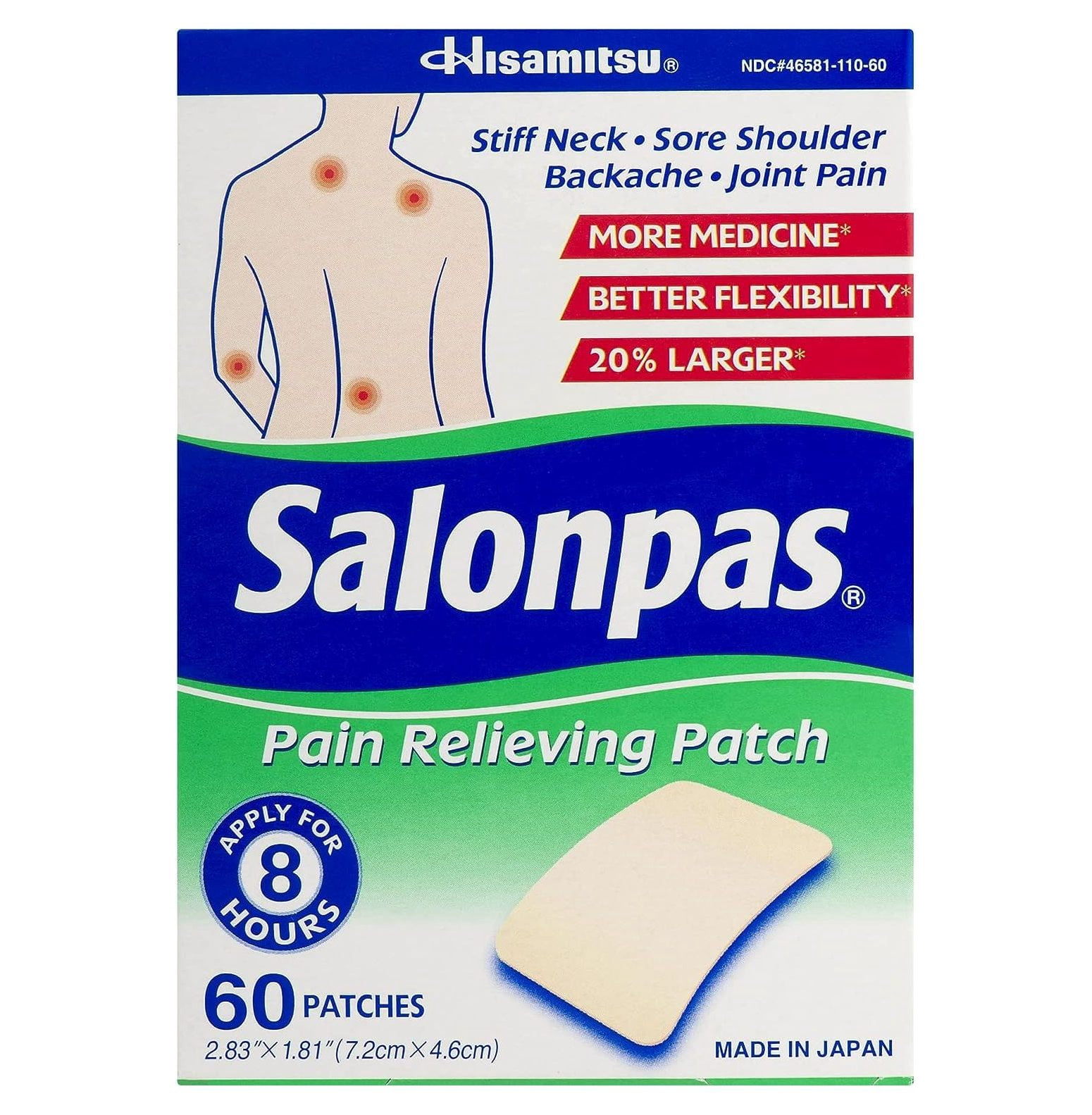 Salonpas Pain Relief Patches 60 Ea - Pack of 3