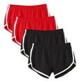 thumbnail image 2 of 4 Packs Dance Shorts Sports Short Waistband Women Summer Sports Shorts Yoga Shorts for Women Lightweight Dolphin White Trim Wide Leg Shorts, 2 Red+2 Black (Small), 2 of 9