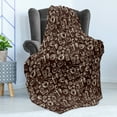 thumbnail image 4 of Brown and White Soft Flannel Fleece Blanket, Hand Drawn Style Pattern with Coffee Tea Cups Donuts and Sweets, Cozy Plush for Indoor and Outdoor Use, 60" x 80", Dark Brown and White, by Ambesonne, 4 of 5