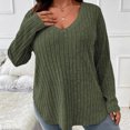 thumbnail image 5 of cfhntfmh Plus Size Long Sleeve Tops for Women V Neck Pullover Sweaters Loose Dressy Curvy Hem Spring Fall Tunic Shirts, 5 of 7