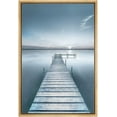 thumbnail image 2 of IDEA4WALL Framed Canvas Art Wall Decor Blue Wash Out Wooden Pier with Sunrise Coastal Ocean Photography Minimalism Modern Scenic Relax/Calm Duotone for Dorm Home Office - 16"x24", 2 of 5