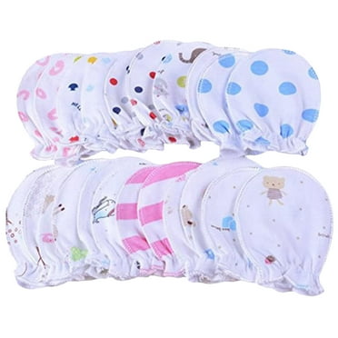 Fdelink Hand Protector-New Arrival, Newborn Baby Cotton Gloves No Scratch Mittens for 6 Months Infant Boys Girls 5 Pairs