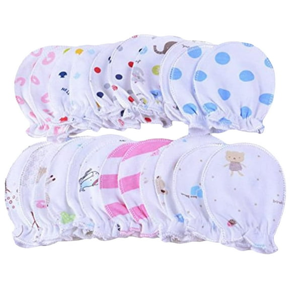 LMTODLFG 5 Pairs Baby Cotton Gloves No Scratch Mittens For 0-6 Months Boys Girls Soft Cotton No Scratch Mittens
