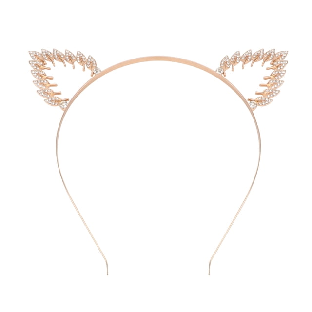 1 diadema de diamantes de imitación con orejas de gato huecas y broche de pelo para fiesta de disfraces