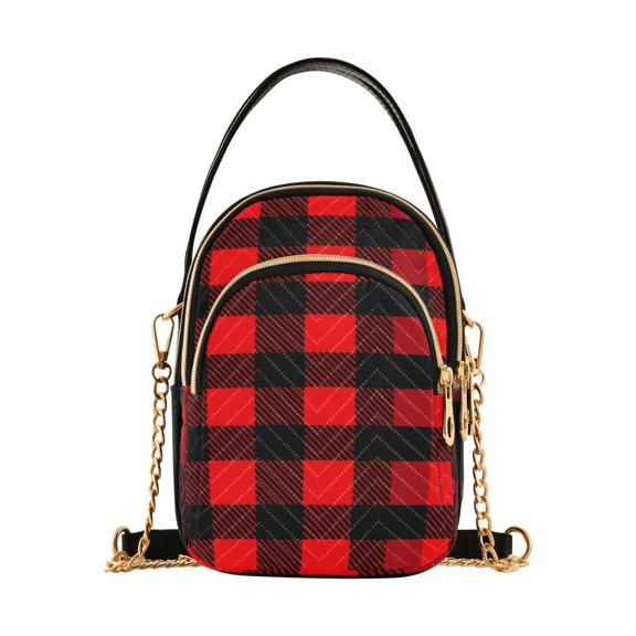 joogoo Women Classic Checkered Grid Chain Crossbody Bags Shoulder Handbag Phone Purse