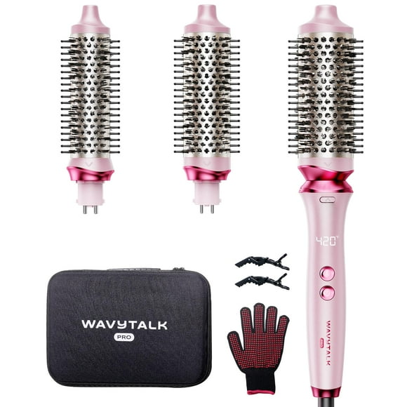Wavytalk Pro Thermal Brush Set, Negative Ion Thermal Round Brush, Dual Voltage Heated Round Brush Styler with 3 Sizes Detachable Brush for Short and Long Hair One-Step S