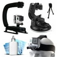 thumbnail image 1 of Opteka xGrip Stabilizing Action Grip Handle Handheld Holder (Black), Car Mount+ Head Band Helmet Harness Strap Mount, Mini Tripod, Dust Removal Cleaning Care Kit for GoPro Hero4 Hero3+ Hero3 , Camera, 1 of 4
