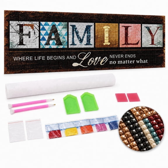 YALKIN Full Square Diamond Painting Kits for Adults(31.5x11.8inches) Family Art Full Drill Embroidery Pictures, Wall Décor Stress and Anxiety Relief, Family Diamond Art Unisex